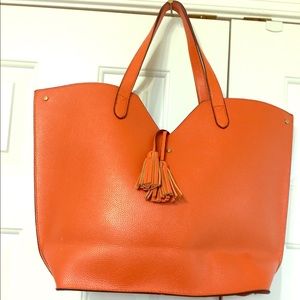 Large orange hobo purse bag Neiman Marcus brand